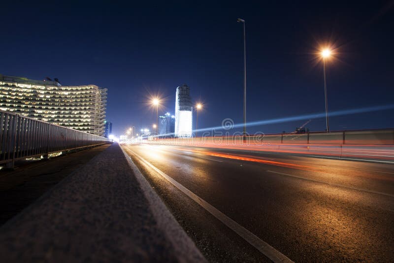 Skytrain at night in Bangkok, Thailand royalty free stock photography Skytrain at night in Bangkok, Thailand royalty free stock photography