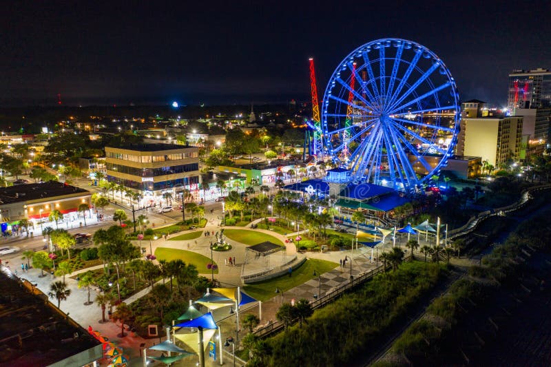 Skywheel Myrtle Beach SC at Night Long Exposure Stock Image - Image of ...