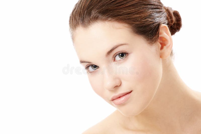 Portrait of girl with the well-groomed skin, isolated on a white background. Portrait of girl with the well-groomed skin, isolated on a white background