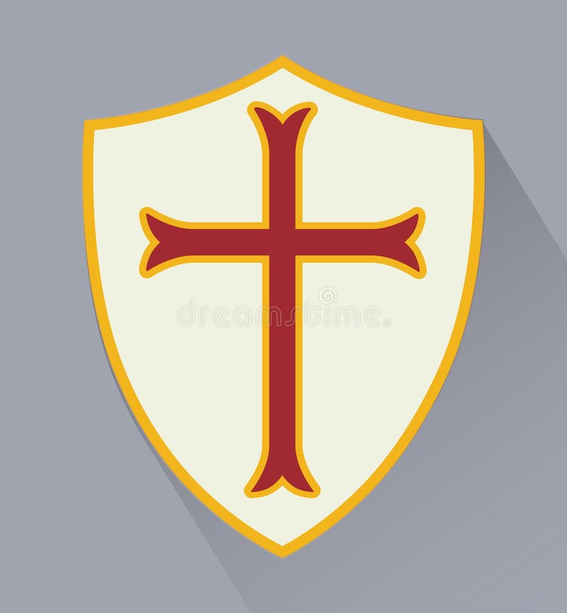 Sköld med emblemet av beställning av riddare av Templars stock illustrationer Sköld med emblemet av beställning av riddare av Templars stock illustrationer