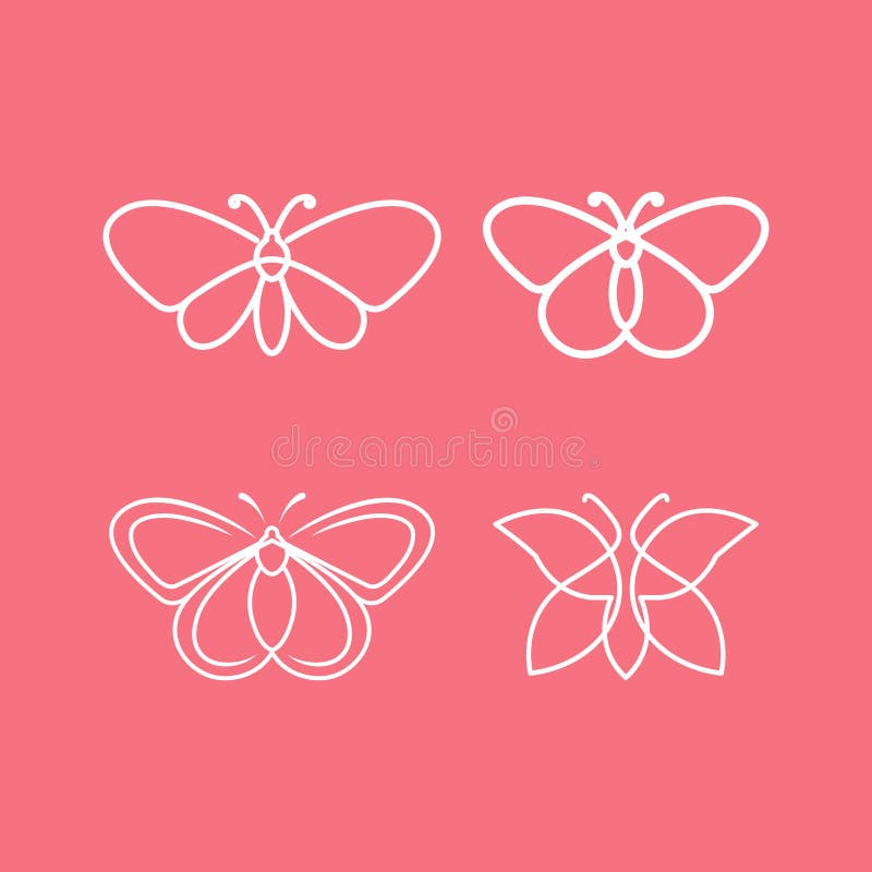 Skönhet fjäril modern minimalistisk logotyp design vektor stock illustrationer