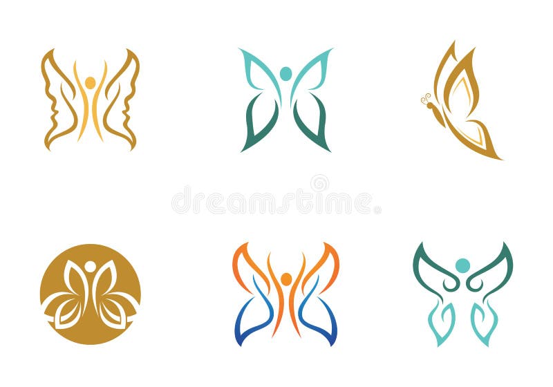 Skönhetfjäril Logo Template vektor illustrationer