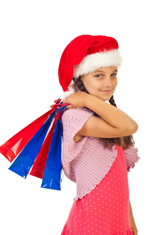 skönhetflickan presenterar santa royaltyfri bild skönhetflickan presenterar santa royaltyfri bild