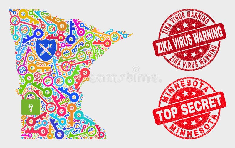 SkÅ‚ad mapy stanu zabezpieczeÅ„ Minnesota i ostrzegawczy znak wodny ostrzegania o wirusach Zika royalty ilustracja SkÅ‚ad mapy stanu zabezpieczeÅ„ Minnesota i ostrzegawczy znak wodny ostrzegania o wirusach Zika royalty ilustracja