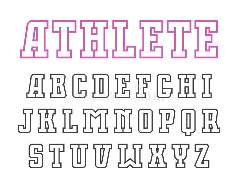 Slab Serif Contour Font in Sport Style Stock Vector - Illustration of ...