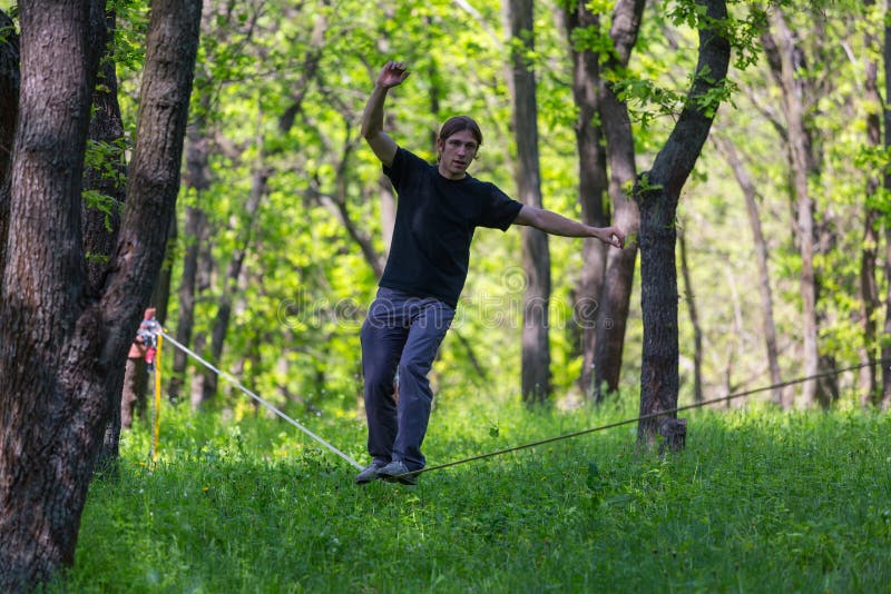 Slackline.Rope stock photo. Image of slackline, rope 60965462