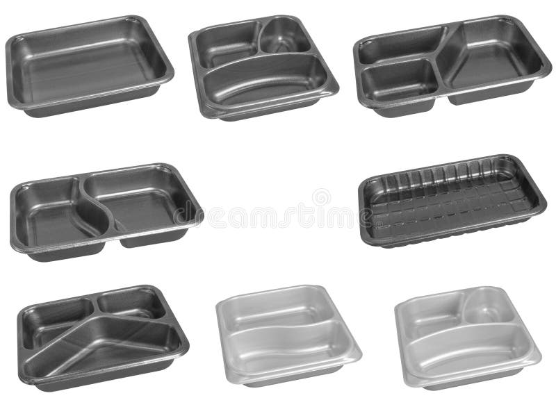 Slanted View Different Types Of Baking Trays Isolated On White slanted-view-different-types-of-baking-trays-isolated-on-white