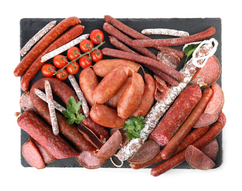 Slate Plate with Different Tasty Sausages