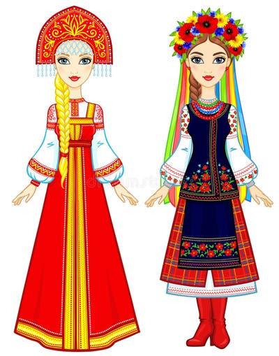 Girl Traditional Ukrainian Costume Stock Illustrations – 570 Girl ...