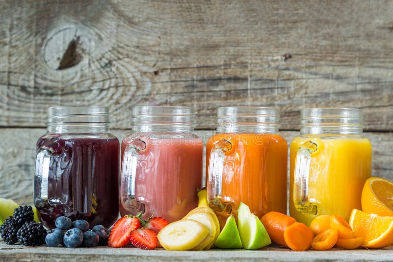 Slection of Fresh Fruit Juices in Jars Stock Image Image of fruit