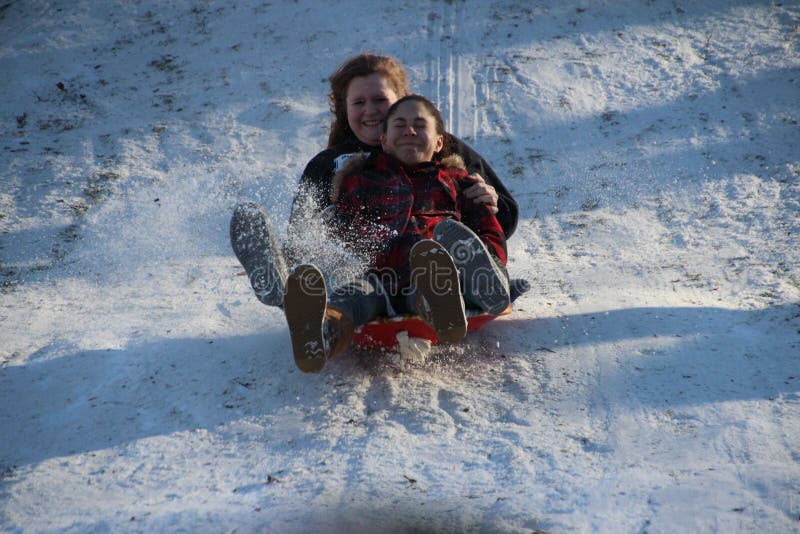 Sledding στο Central Park στοκ εικόνες Sledding στο Central Park στοκ εικόνες