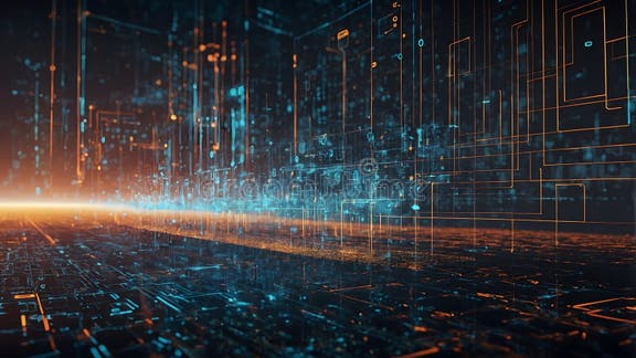 Sleek Abstract Background with Geometric Patterns, Binary Code, and ...