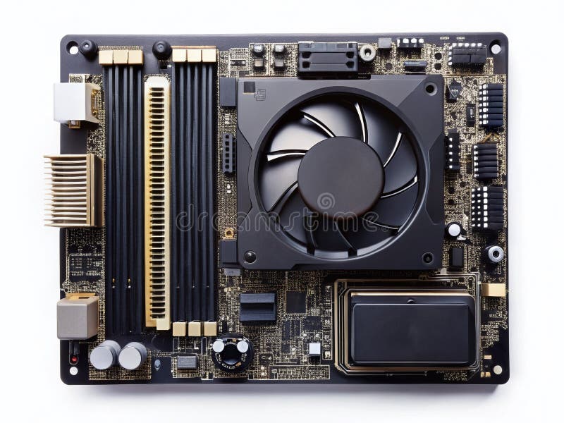 Sleek Aerial View of Modern Black Computer Hardware A Detailed Clipart Element for Design Projects stock illustration