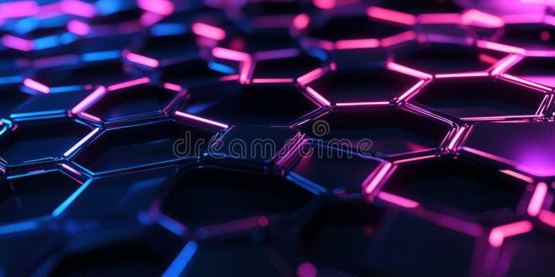 A sleek 3D abstract background featuring an intricate honeycomb pattern, softly illuminated by stock photography