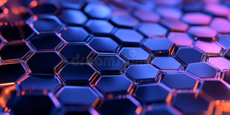 A sleek 3D abstract background featuring an intricate honeycomb pattern, softly illuminated by royalty free stock photography