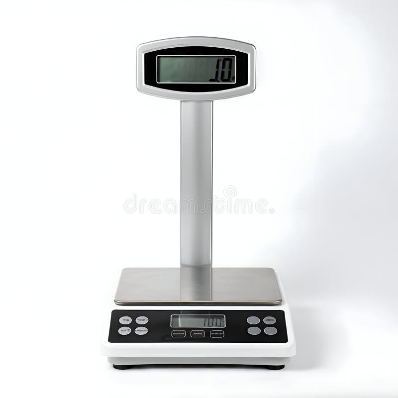 Image - Digital Scale, Silver and White, Showing a Reading of 10 stock illustration.