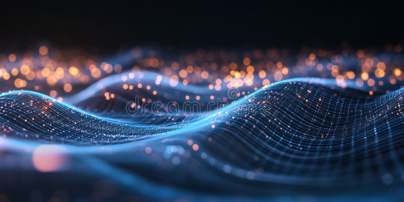 A sleek and dynamic abstract background with softly flowing neon currents forming a radiant stock image