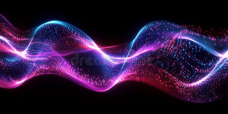 A sleek and dynamic abstract background with softly flowing neon currents forming a radiant stock images