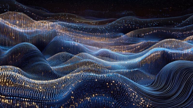Sleek Futuristic Metropolis Pulswith Digital Waves and Lights vektor illustrationer