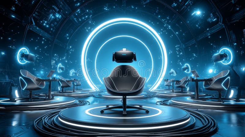 Sleek and futuristic office design with ergonomic chairs modern workspace modern royalty free illustration