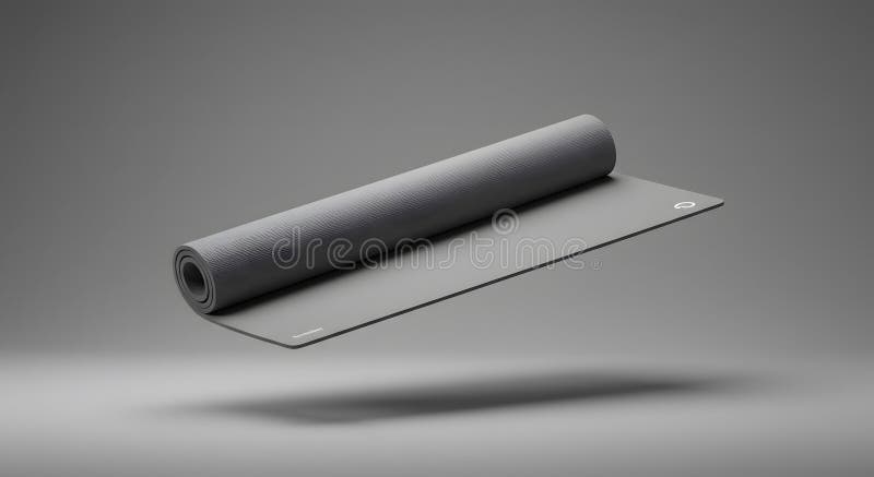 Sleek Gray Yoga Mat aufrollt : Studio-Produktfotografie lizenzfreie abbildung