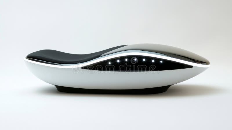 In a sleek, minimalist design set against a lush backdrop, a sensory isolation chamber promotes tranquility.