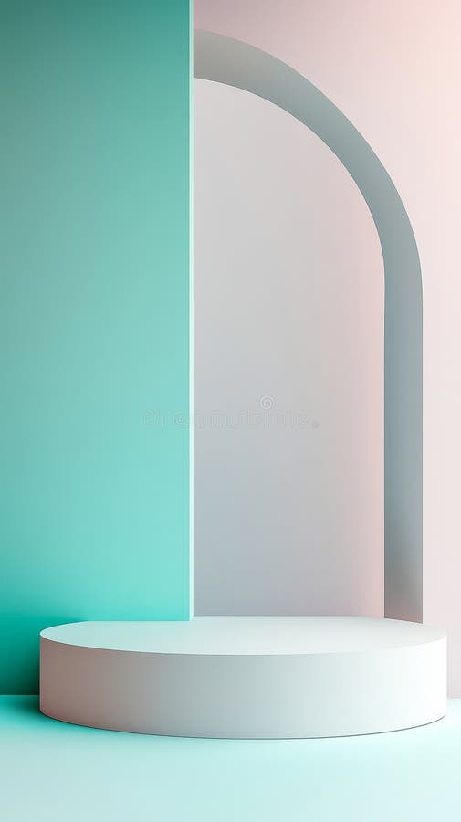 A sleek and modern abstract product display setting features curved shapes and a smooth platform, designed in soft pastel tones royalty free stock images