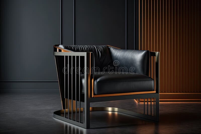 A Sleek, Modern Armchair Made from Metal and Leather Stock Illustration