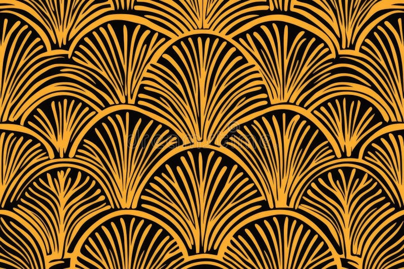 A sleek modern art deco leaf line pattern, set against a white backdrop. Created using generative AI. stock image