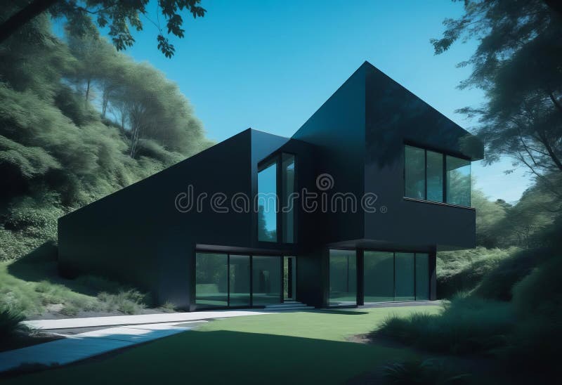 A sleek, modern black house vector illustration
