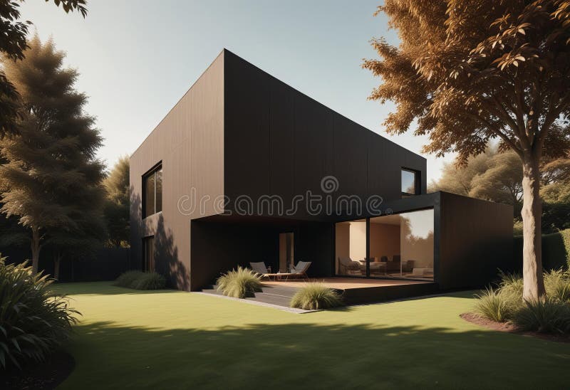 A sleek, modern black house vector illustration