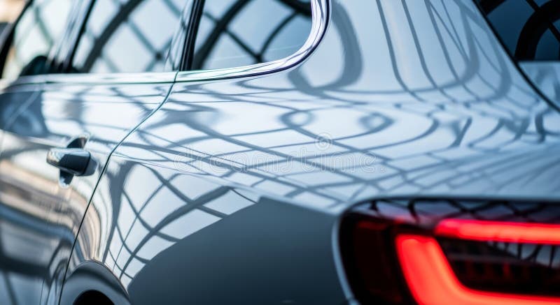 Sleek modern car design with vibrant reflections and dynamic lines, perfect for advertising vector illustration