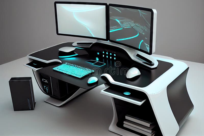 High tech outlet computer desk