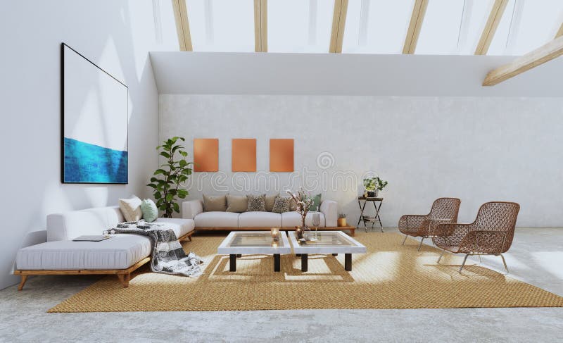 Sleek, modern office space with natural light and greenery. vector illustration