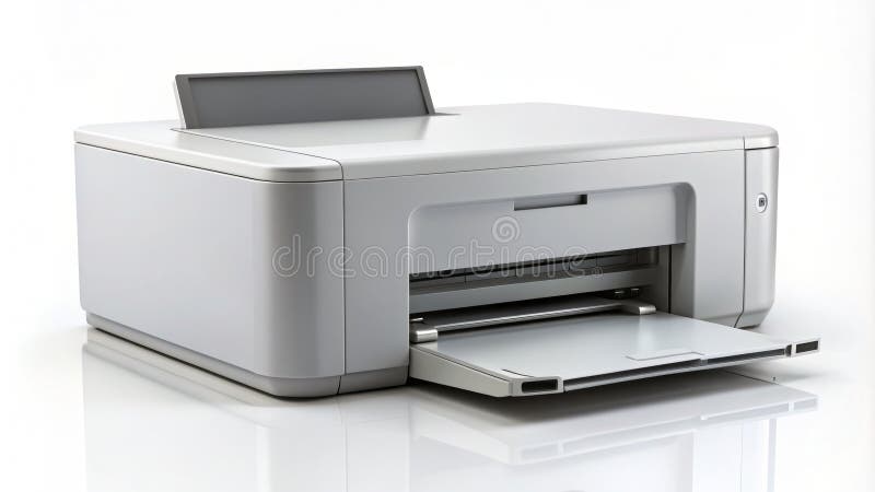 Sleek Modern Printer HighQuality Output on a Pristine White Background stock illustration