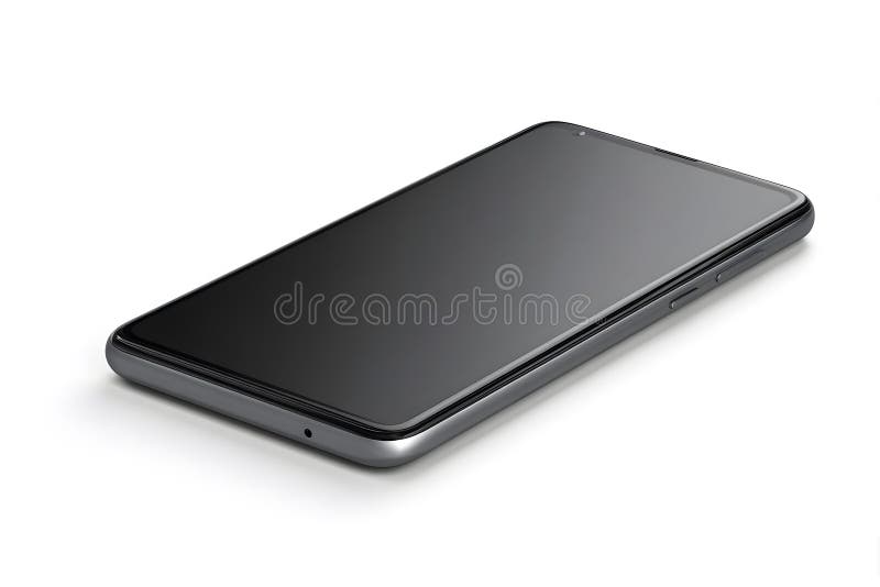 Sleek modern smartphone with glossy finish placed on a white surface royalty free illustration