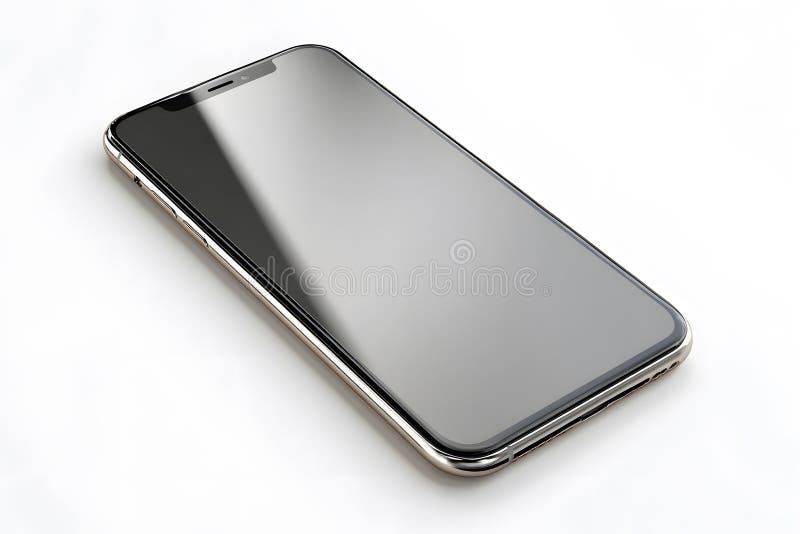 Sleek modern smartphone with glossy finish placed on a white surface royalty free illustration