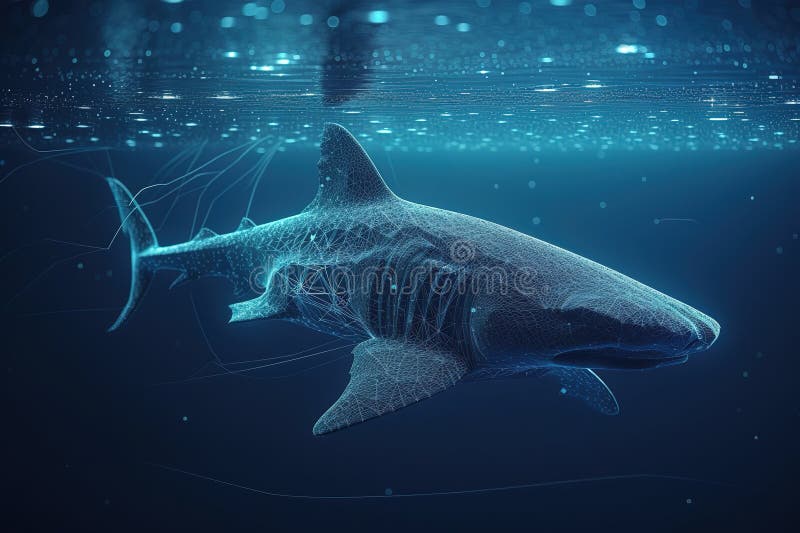 A Sleek and Powerful Shark Swimming in the Ocean. Generative AI Stock