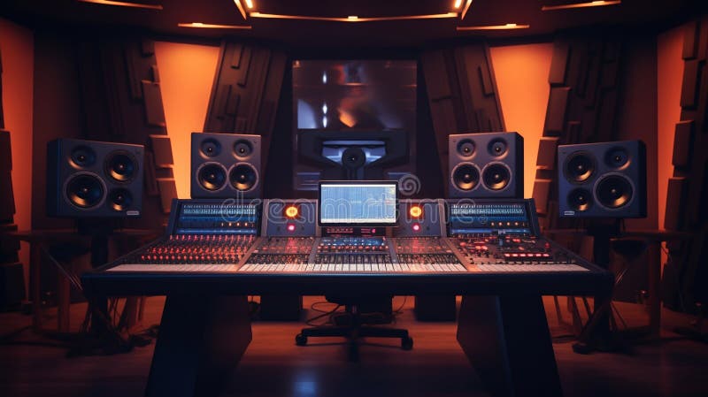 Sleek Professional Recording Studio Interior. Generative ai stock illustration