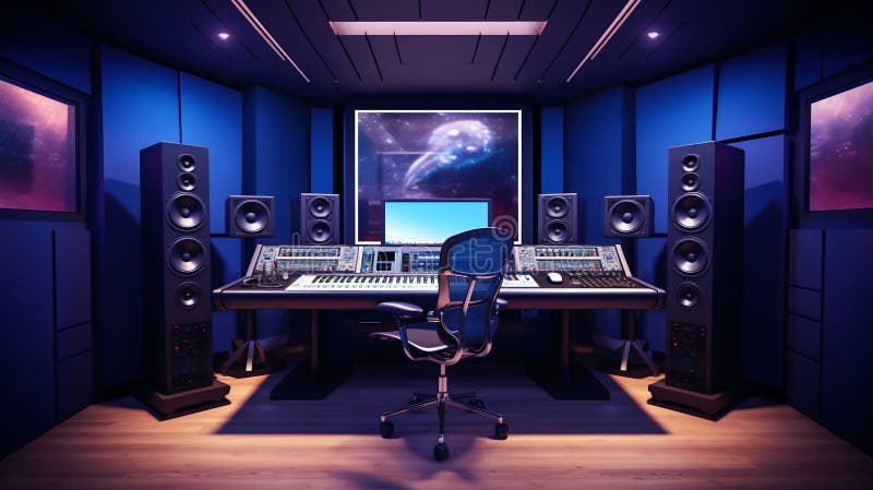 Sleek Professional Recording Studio Interior. Generative ai royalty free illustration