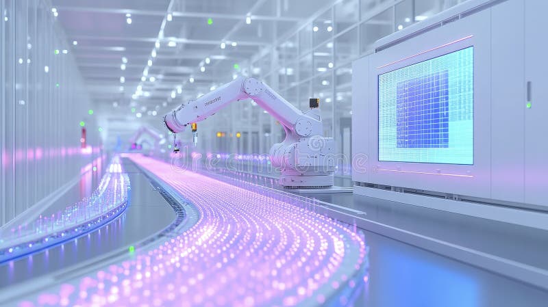 Sleek robotic arm in automated manufacturing assembly line stock illustration