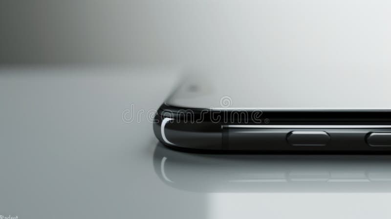 Sleek smartphone corner with reflective glass design stock photo