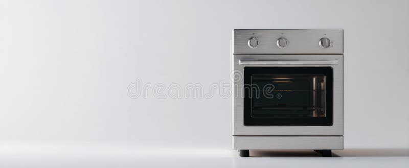 The sleek stainless steel oven standing on a minimalist kitchen countertop.. image royalty free stock images.
