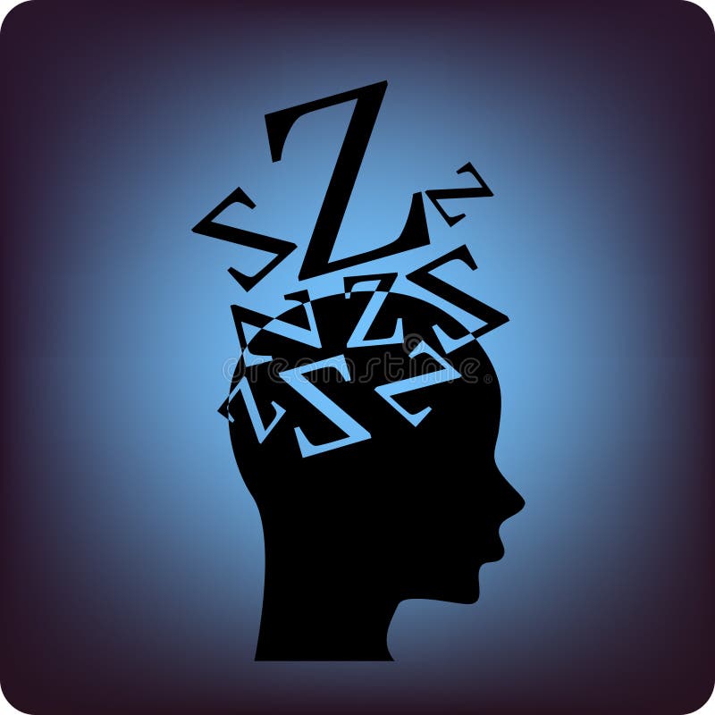 Brain sleeping soundly concept on blue. Brain sleeping vectors