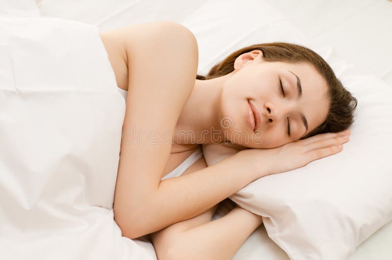 Sleep. A girl is having a sleep of a just stock image