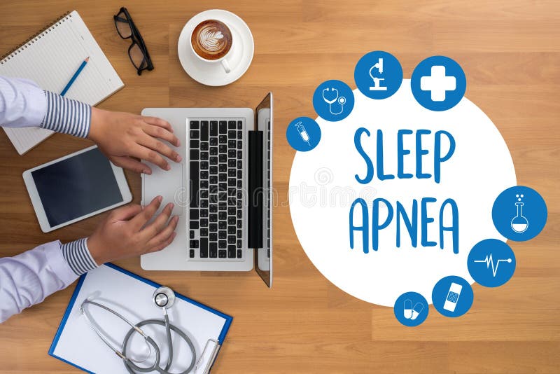 Sleep Apnea Using CPAP , Machine SLEEP APNEA , Diagnosis Sleep Stock