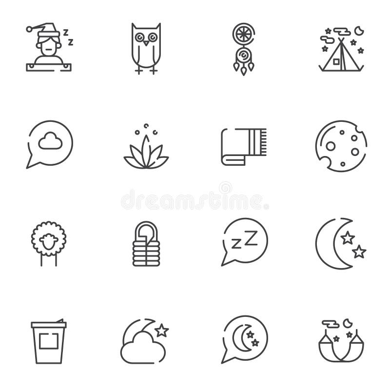 Sleep Line Icons Set Stock Vector Illustration Of Elements 162905994 Sleep Line Icons Set Stock Vector Illustration Of Elements 162905994