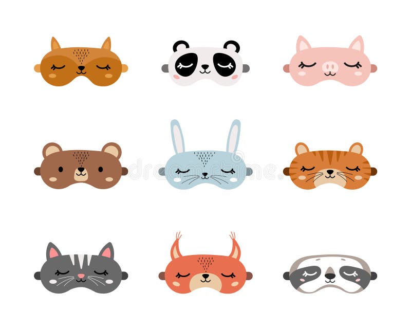 Set Of Cartoon Animals Party Masks Vector Stock Illustration