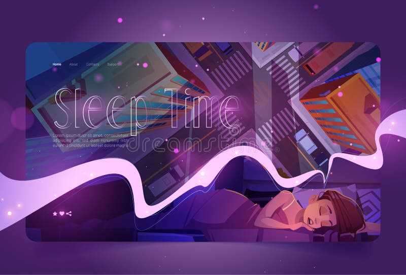 Sleep Time Website With Woman Naps And City Stock Vector Illustration Of Asleep Night 230242800