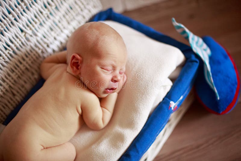 Sleeper Newborn Baby in Christmas Santa Cap Stock Image Image of cute